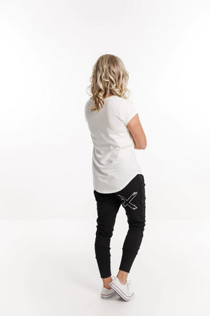 Home-Lee Apartment Pants - Black with White X Outline Harlos