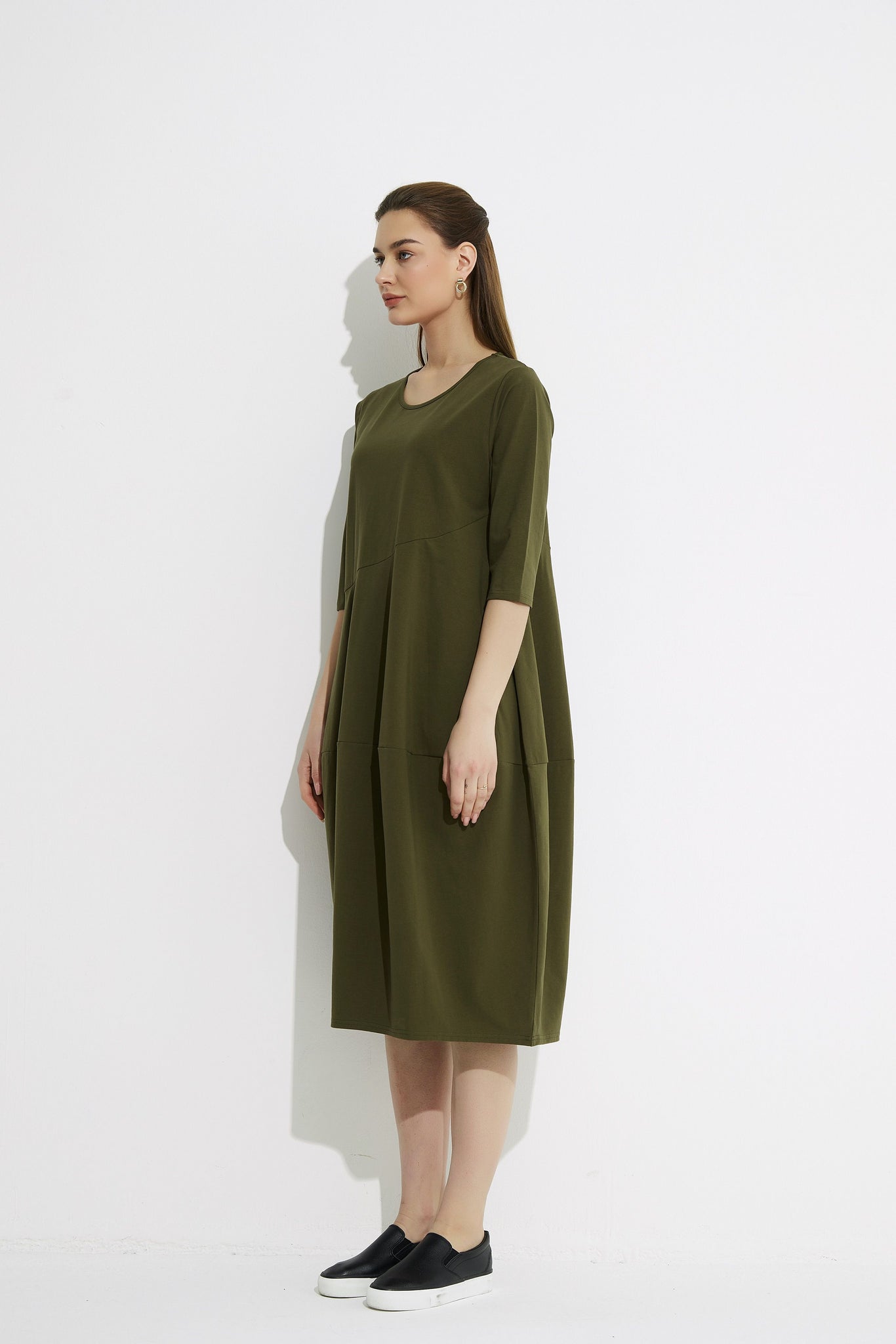 Tirelli Diagonal Seam Dress - Khaki Harlos