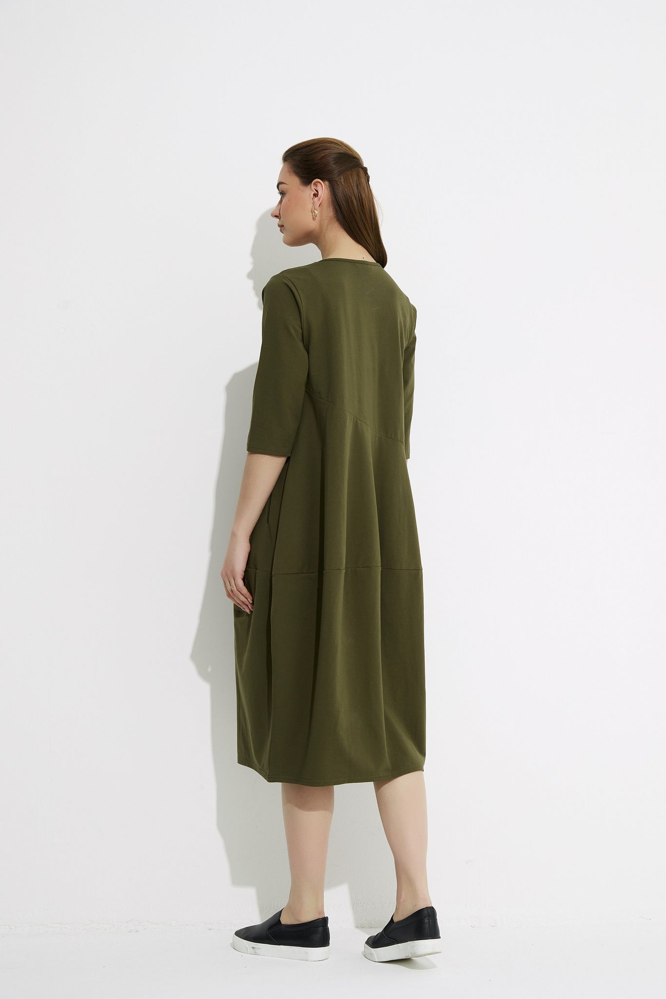 Tirelli Diagonal Seam Dress - Khaki Harlos