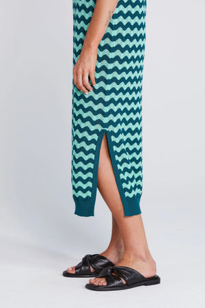 Squiggle Dress - Sage and Cyprus