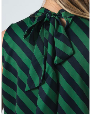 Jenna Top - Navy Green Stripe