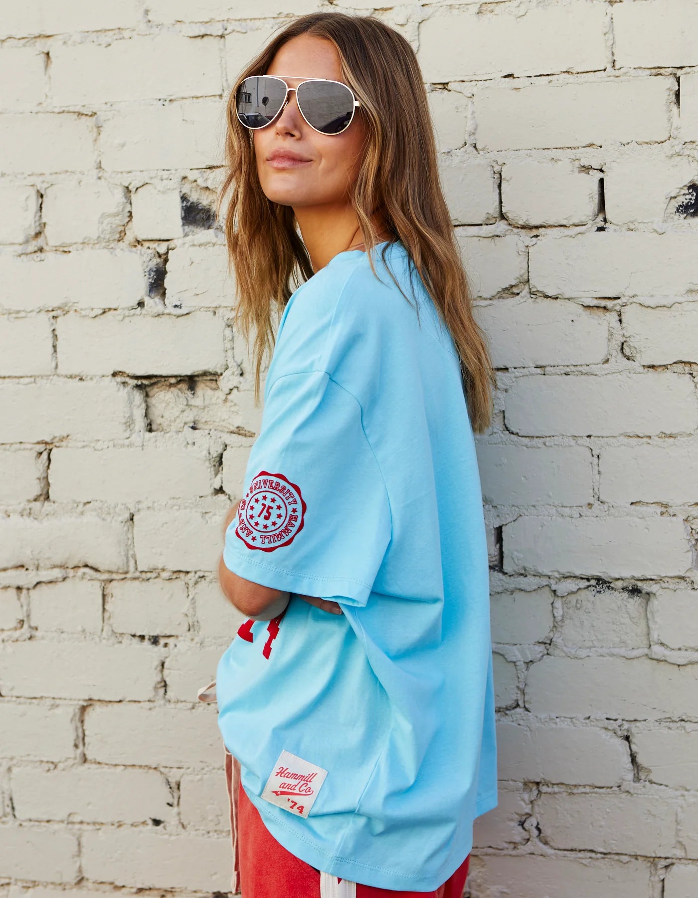 Aqua Retro Logo Tee - Aqua Red PREORDER