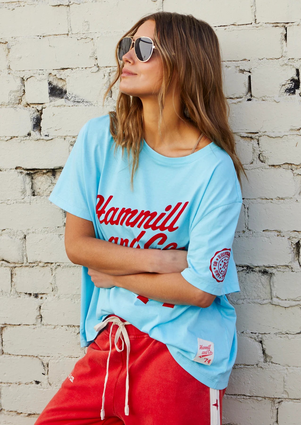 Aqua Retro Logo Tee - Aqua Red PREORDER