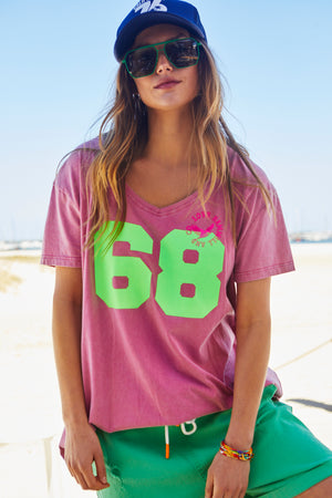 Vintage Faded Pink 68 V Neck Tee - Faded Pink