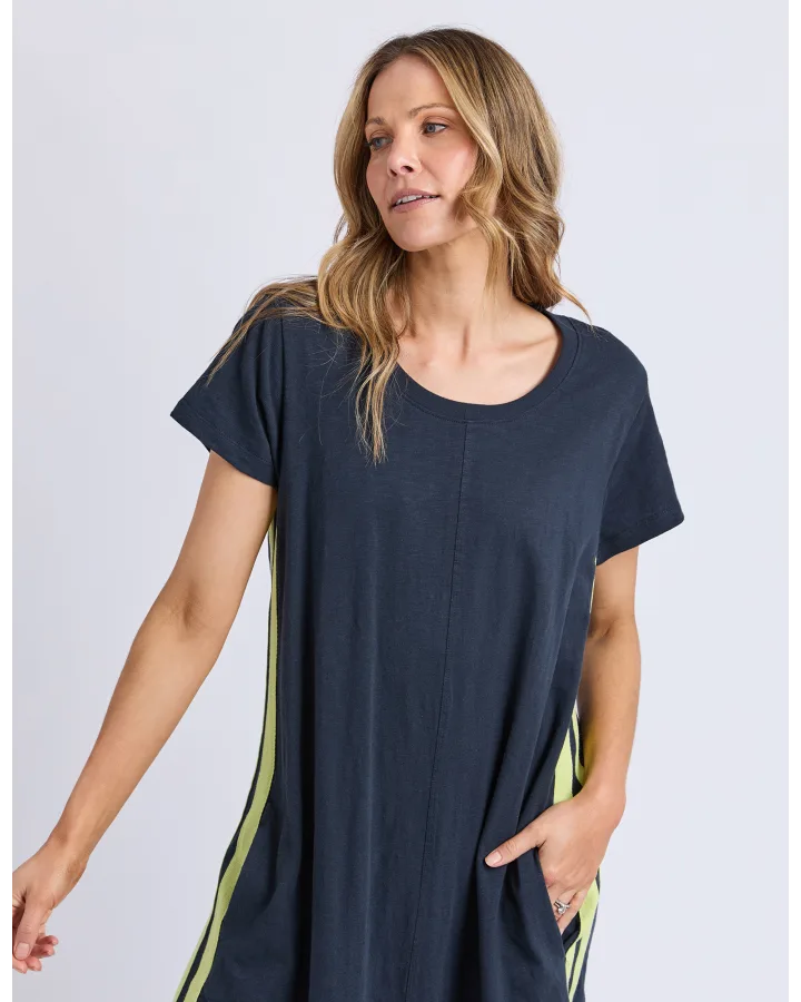 Recovery Dress - Navy & Neon Lemon