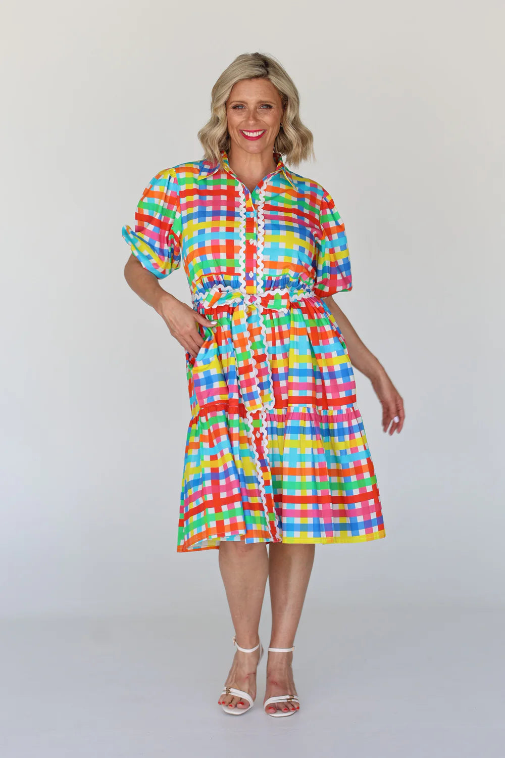 Melody Dress - Neon Gingham PREORDER