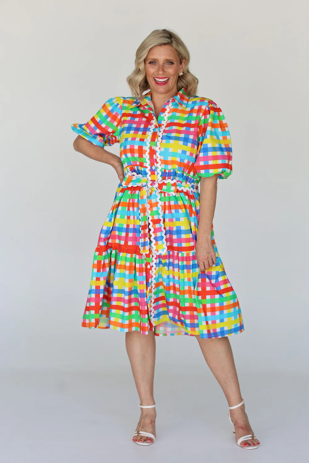 Melody Dress - Neon Gingham PREORDER
