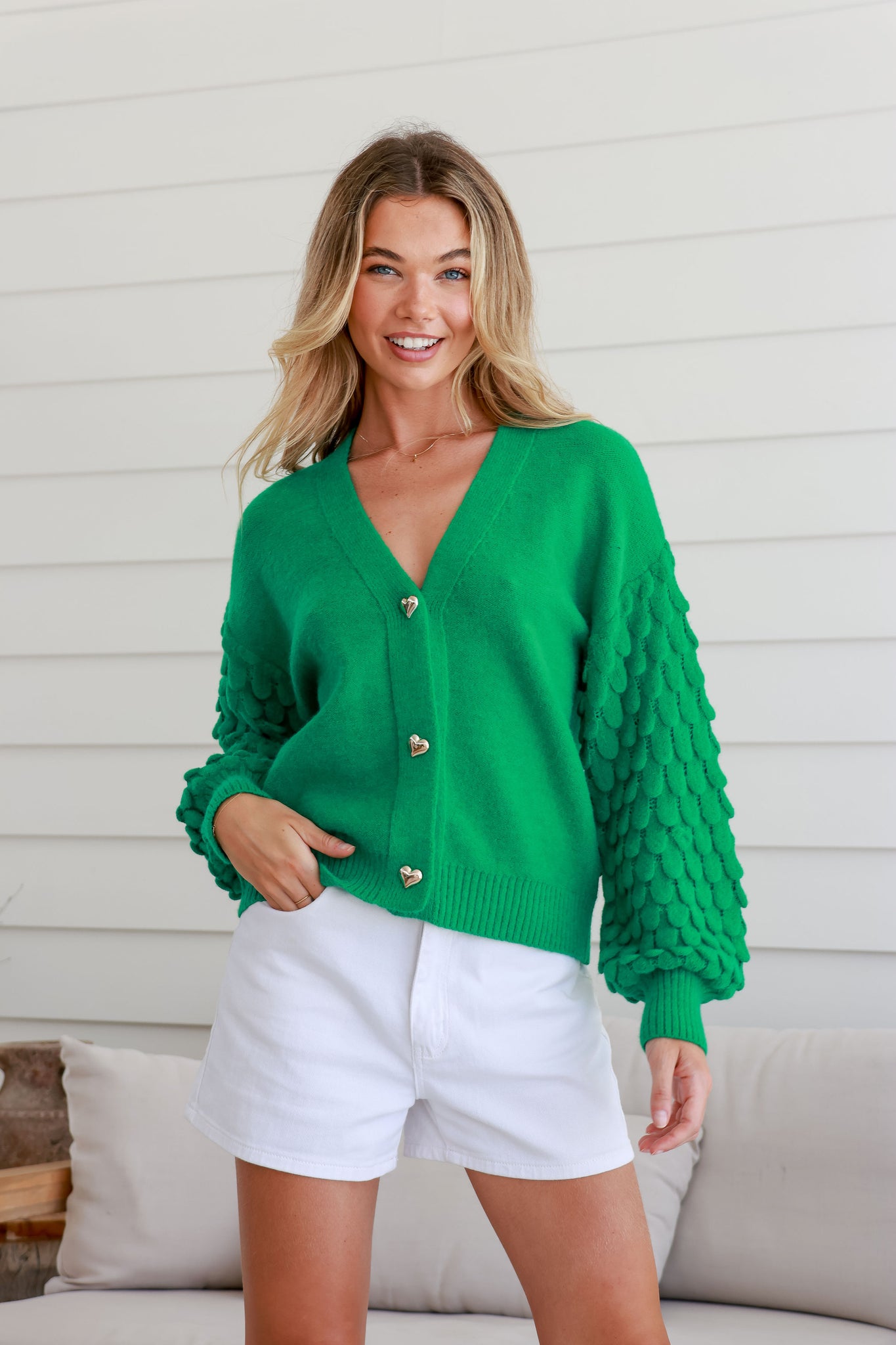 Sophia Heart Cardi - Green