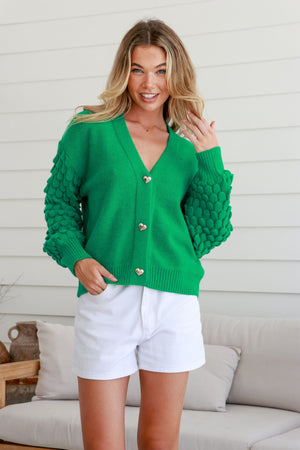 Sophia Heart Cardi - Green