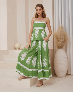 Furla Wide Leg Drawstring Pants - Green