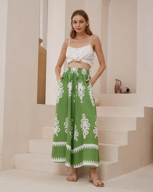 Furla Wide Leg Drawstring Pants - Green