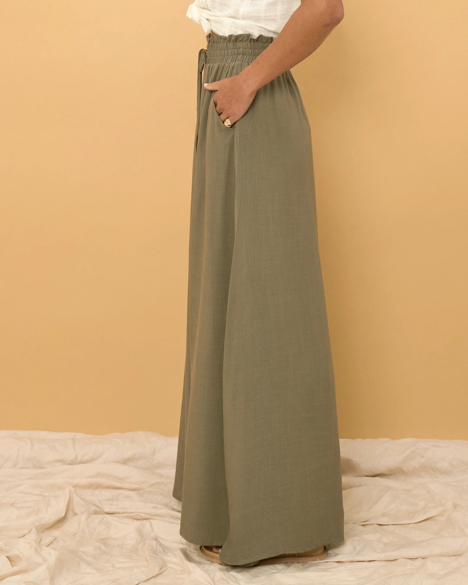 Kaitlyn Wide Leg Pants - Khaki