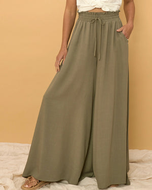 Kaitlyn Wide Leg Pants - Khaki