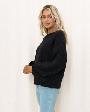 Linnita Puffy Sleeve Jumper - Black
