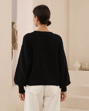 Linnita Puffy Sleeve Jumper - Black