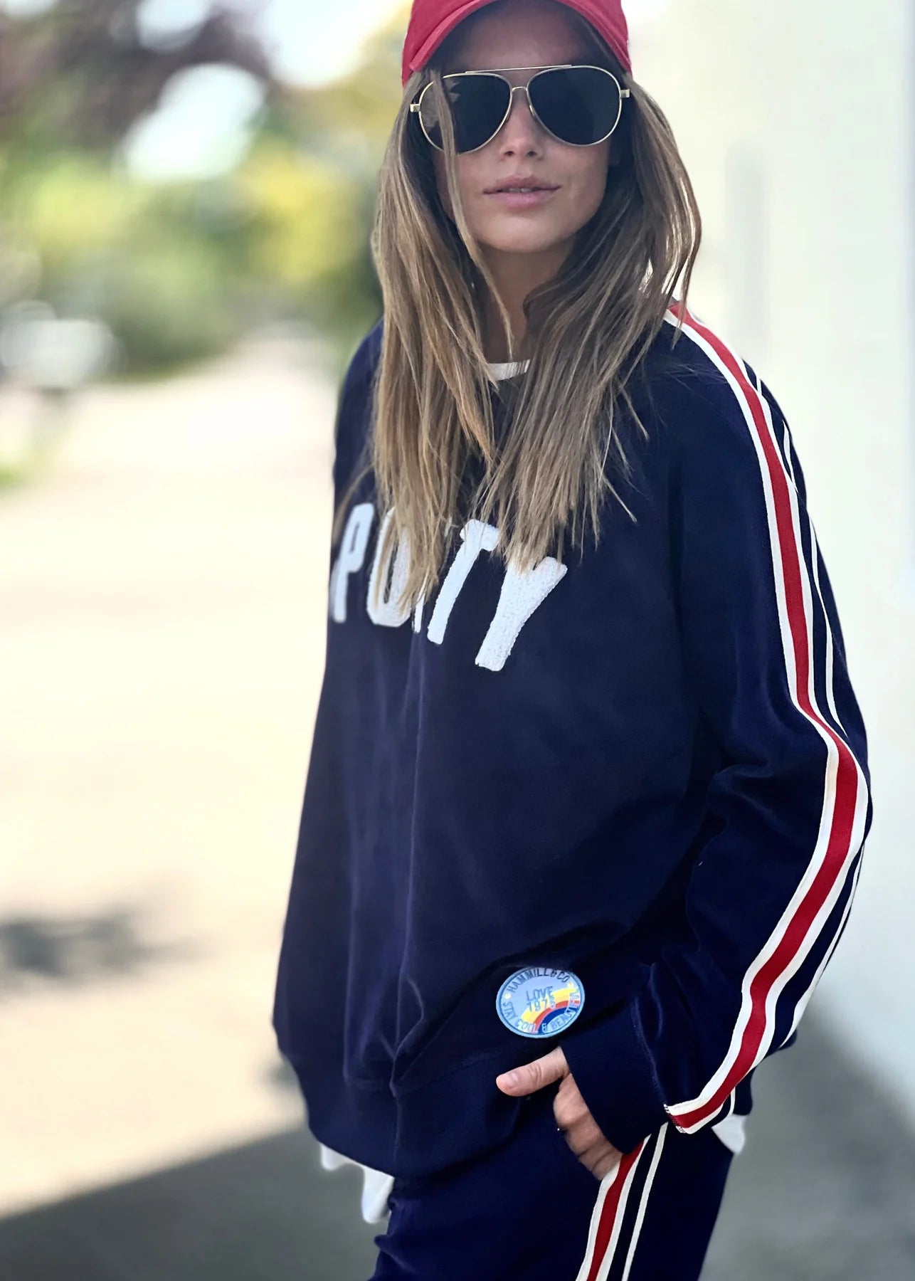 Sporty Velour Sweat - Navy