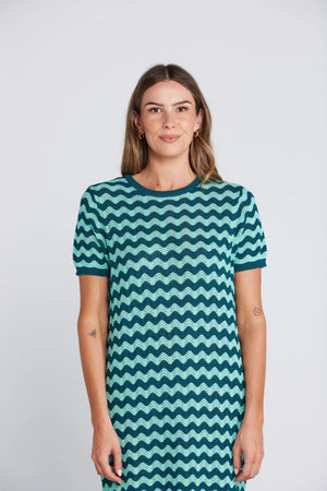 Squiggle Dress - Sage and Cyprus