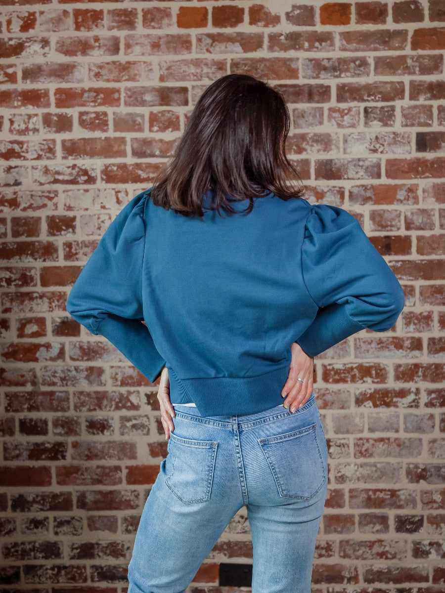 Hailey Crop Sweatshirt - Denim Blue