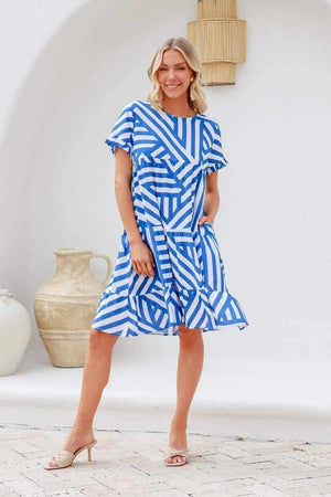 Santorini Stripe Dress - Blue