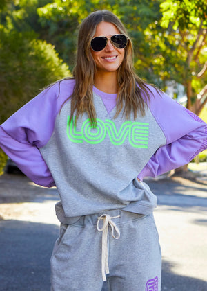 Retro Love Sweat - Mauve Grey