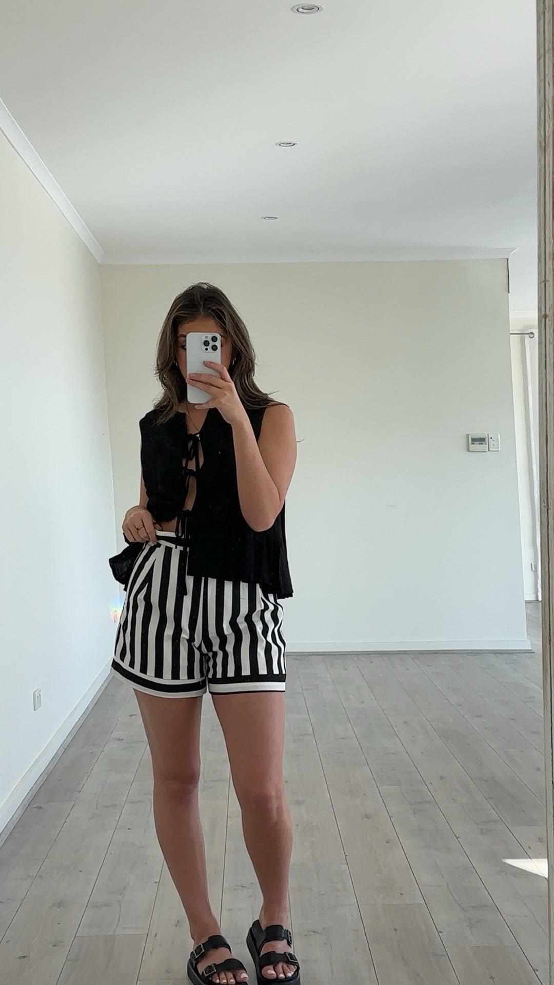 Luxe Stripe Shorts - Black White