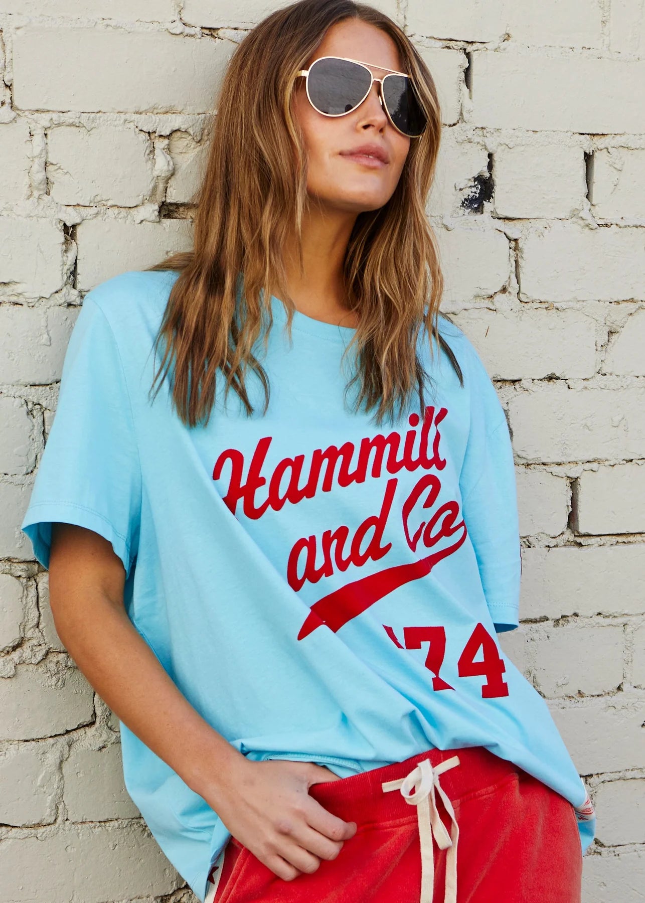 Aqua Retro Logo Tee - Aqua Red PREORDER