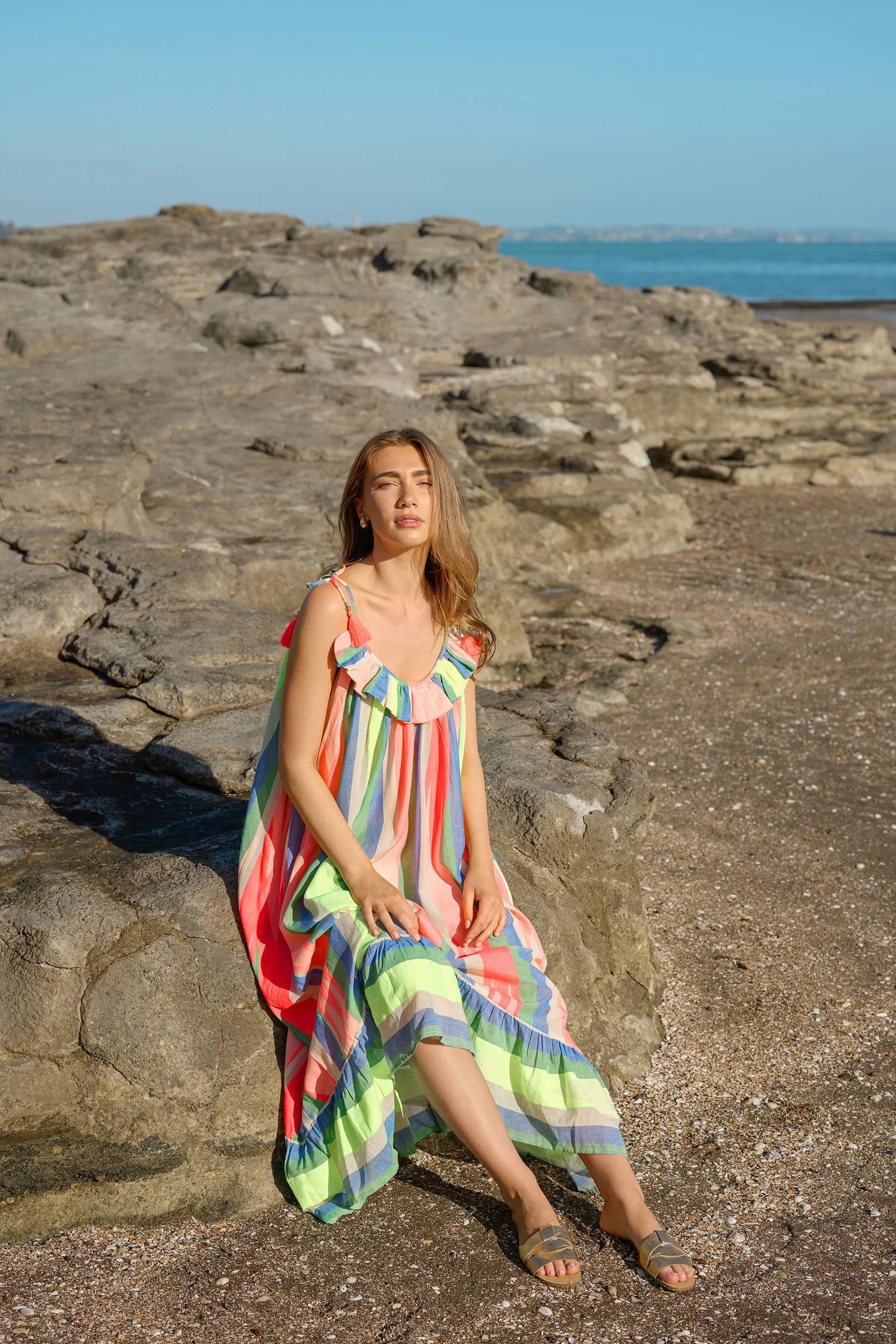 St Barts Maxi Dress - Multi Neon