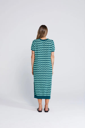 Squiggle Dress - Sage and Cyprus