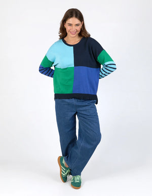 Fern Mixed Knit - Blue Green Navy
