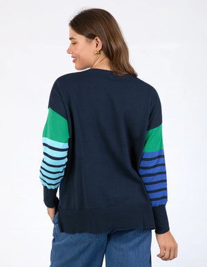 Fern Mixed Knit - Blue Green Navy