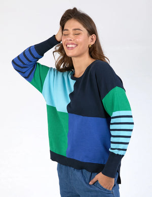 Fern Mixed Knit - Blue Green Navy