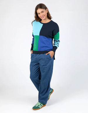 Fern Mixed Knit - Blue Green Navy
