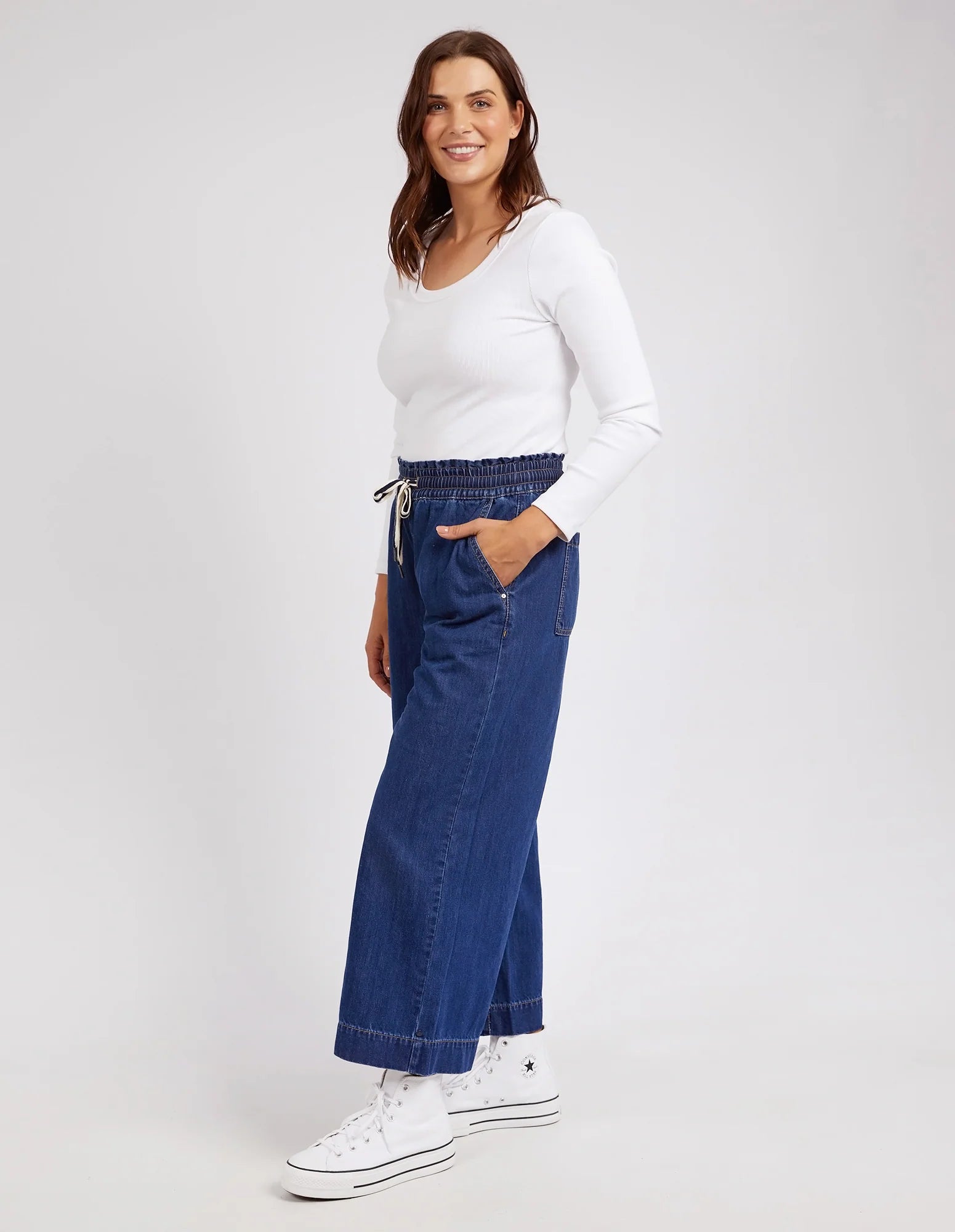 Greta Wide Leg Pant - Dark Blue