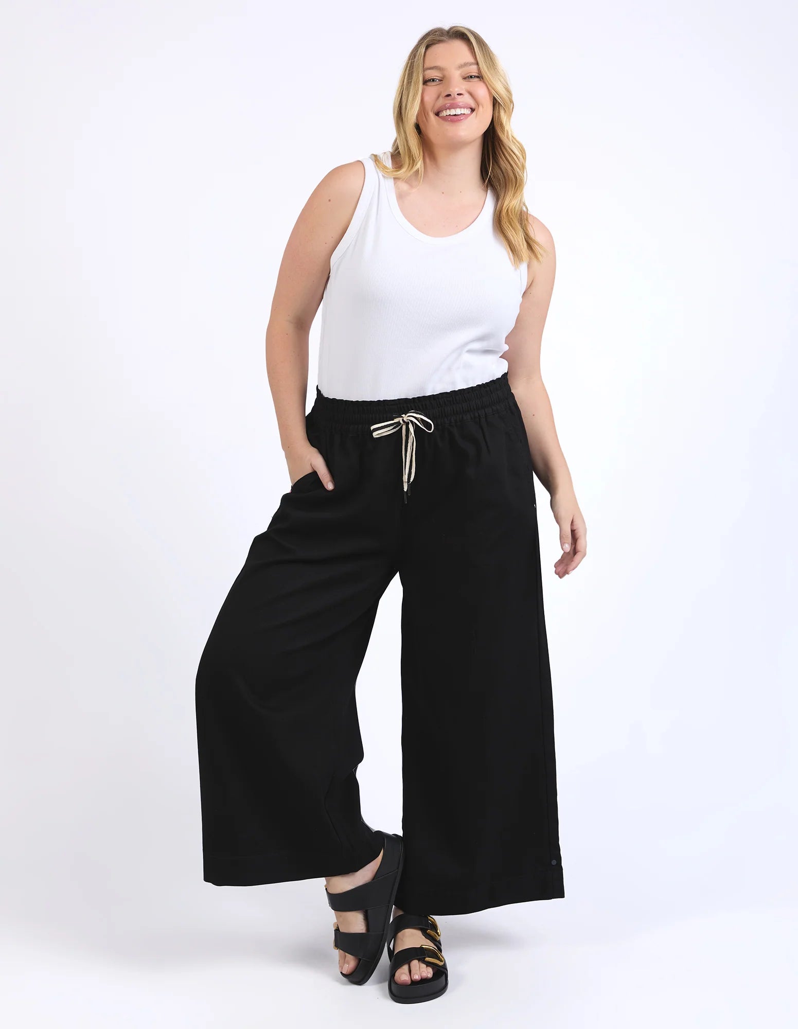 Greta Wide Leg Pant - Black