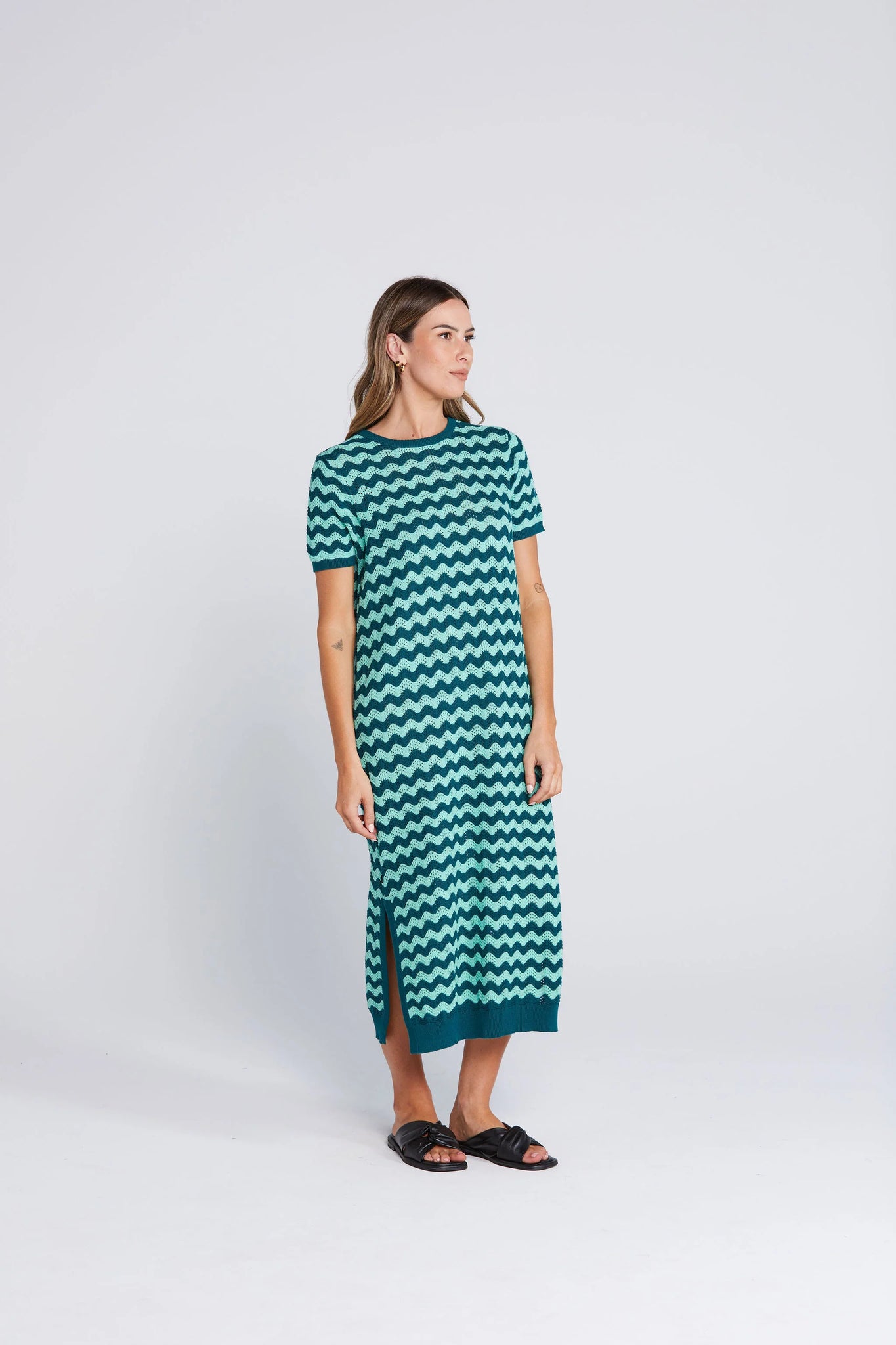 Squiggle Dress - Sage and Cyprus