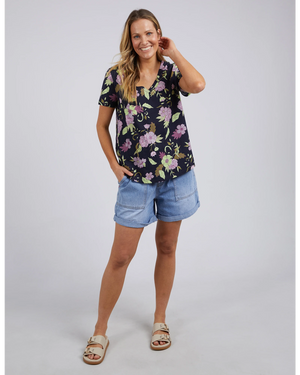 Emmaline V Neck Tee - Navy Floral