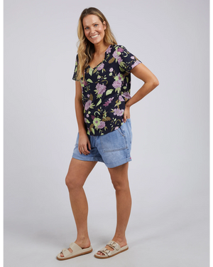 Emmaline V Neck Tee - Navy Floral