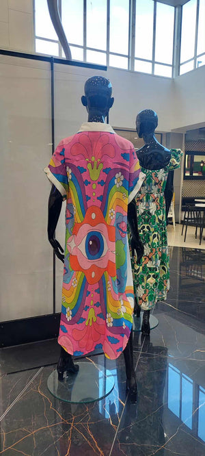 MADE IN ITALY Graphic Shirt Dress - The Retro Queen
