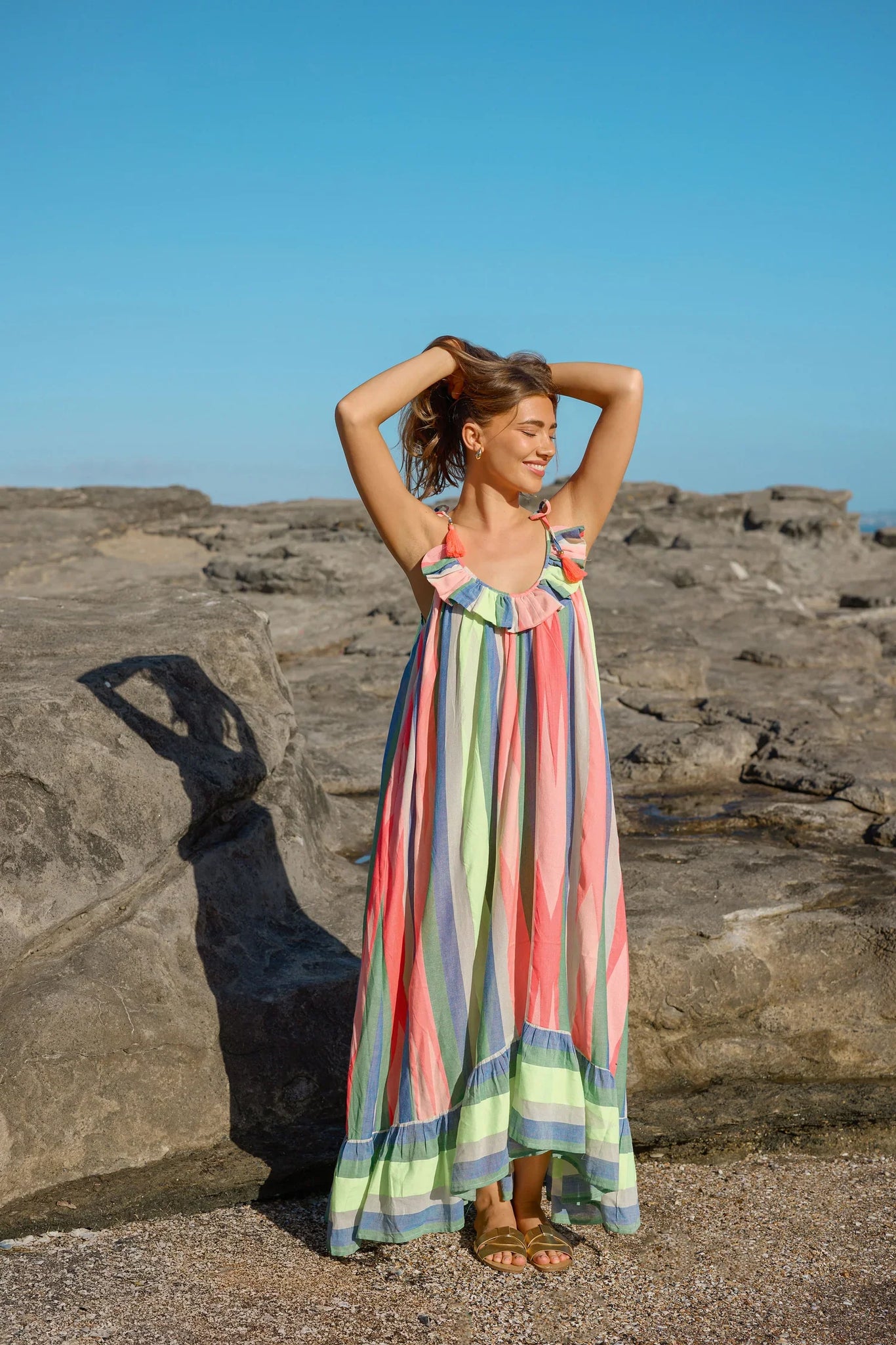 St Barts Maxi Dress - Multi Neon