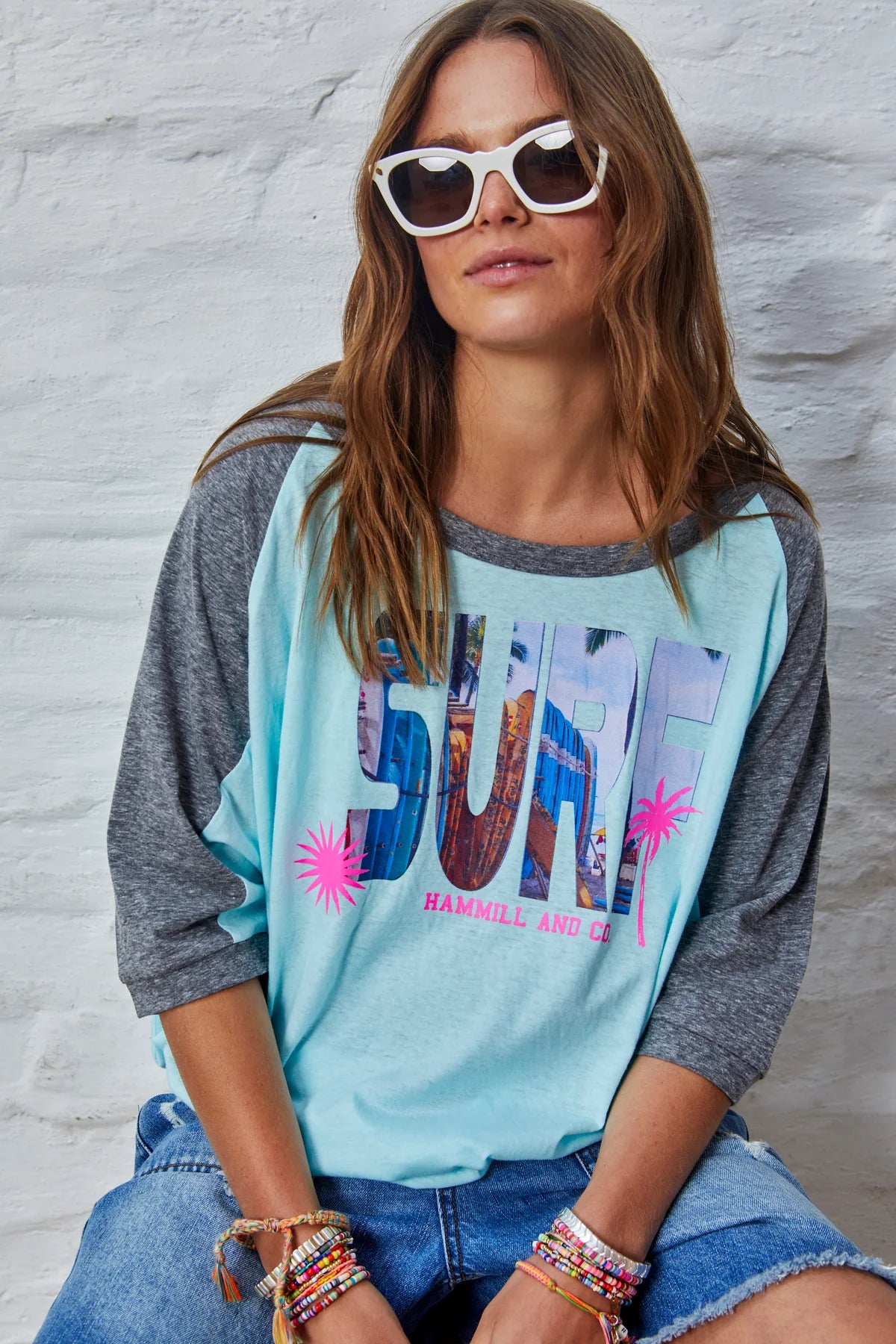 Surf Batwing Tee - Aqua Charcoal Preorder