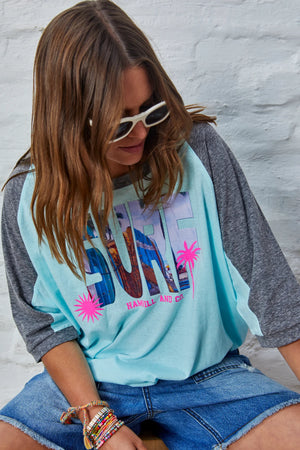 Surf Batwing Tee - Aqua Charcoal Preorder