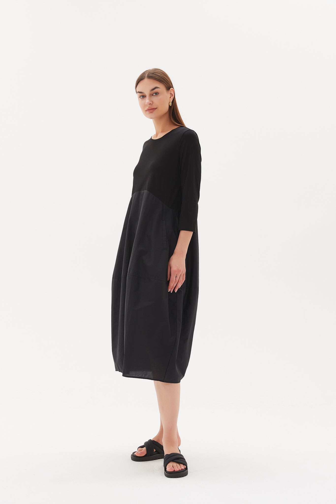 Diagonal Seam Dress - Black
