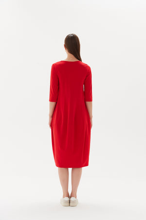 Diagonal Seam Dress - Red (Lighter Weight)