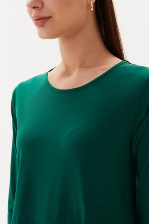 Diagonal Seam Dress - Emerald (Lighter Weight)