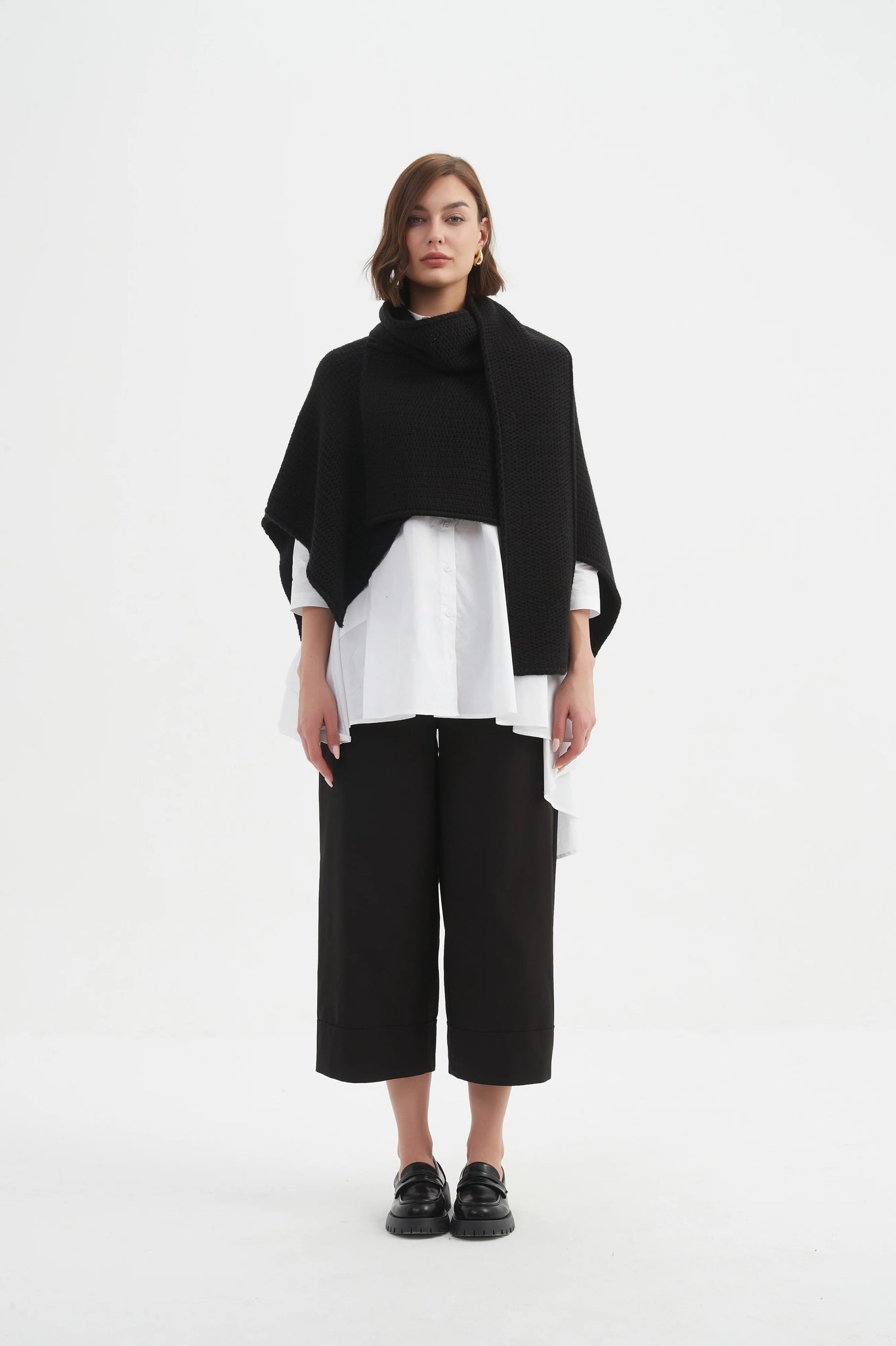 Asymmetric Wrap Knit - Black
