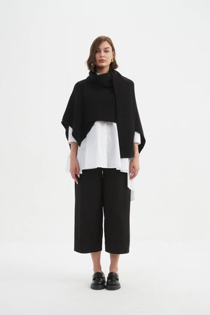 Asymmetric Wrap Knit - Black