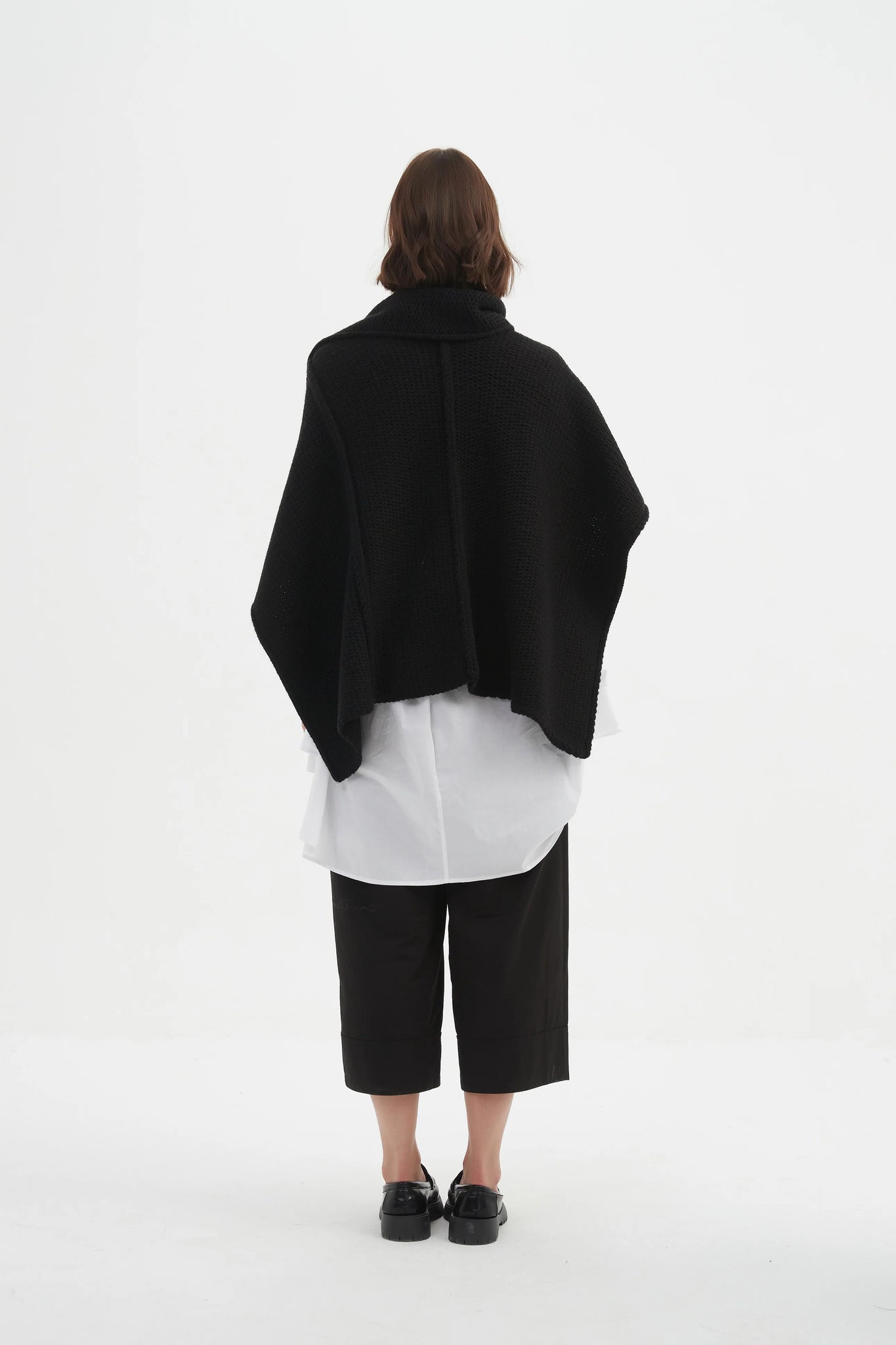 Asymmetric Wrap Knit - Black