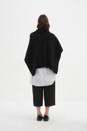Asymmetric Wrap Knit - Black