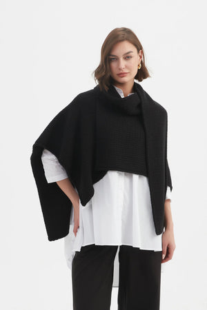 Asymmetric Wrap Knit - Black