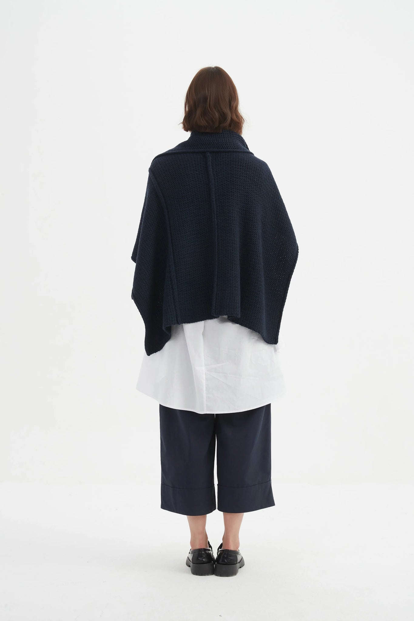 Asymmetric Wrap Knit - Navy